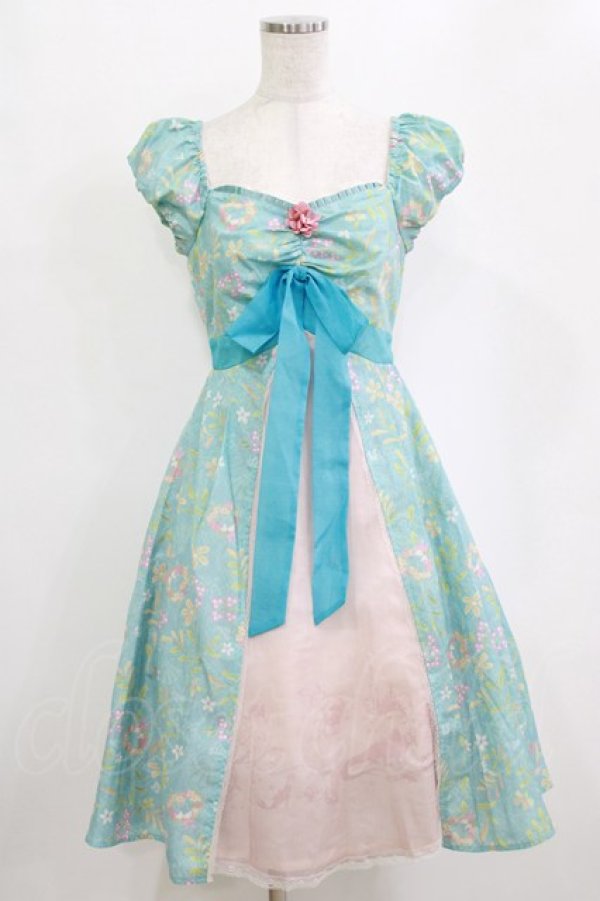 画像1: Secret Honey / HowYouKnowワンピース(ディズニープリンセスver) Free ブルーグリーン H-26-02-20-017-CA-OP-NS-ZH (1)