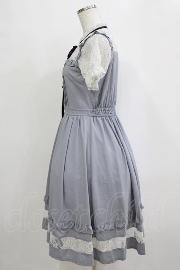 画像2: axes femme POETIQUE / レースビスチェ切り替えワンピ M ブルーグレー H-26-02-21-024-AX-OP-NS-ZH (2)