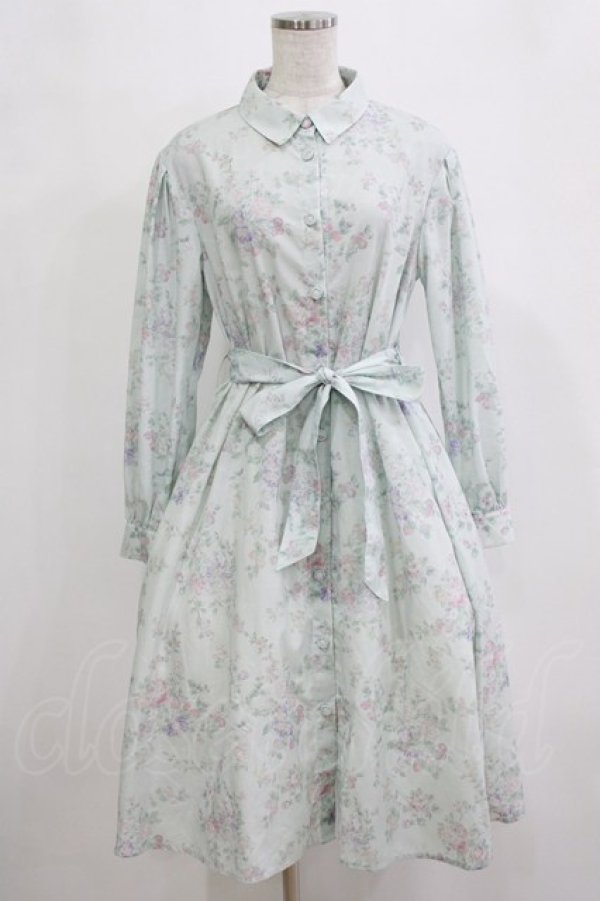 画像1: axes femme POETIQUE / ヴィンテージフラワーワンピース M ブルー H-26-02-21-025-AX-OP-NS-ZH (1)