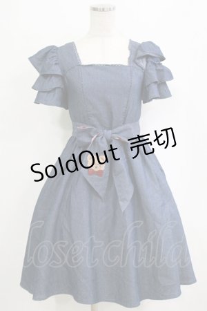 画像: axes femme kawaii / ベアズベーカリー刺繍ワンピース M ブルー H-26-02-21-026-AX-OP-NS-ZH