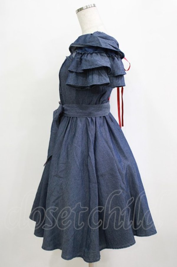 画像2: axes femme kawaii / ベアズベーカリー刺繍ワンピース M ブルー H-26-02-21-026-AX-OP-NS-ZH (2)