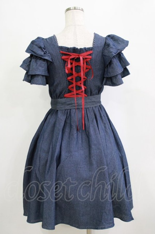 画像3: axes femme kawaii / ベアズベーカリー刺繍ワンピース M ブルー H-26-02-21-026-AX-OP-NS-ZH (3)