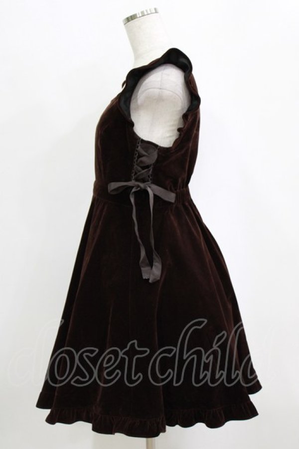 画像2: Honey Cinnamon / ベロアジャンパースカート Free ブラウン H-26-02-21-028-LO-OP-NS-ZH (2)