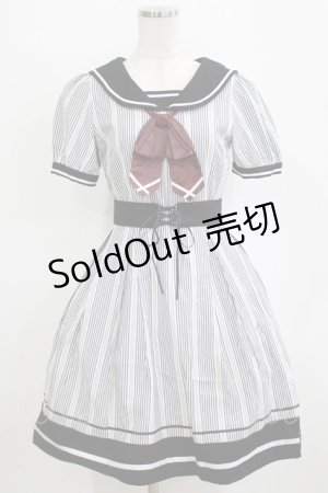 画像: Secret Honey / ストライプセーラーワンピース Free ブラック H-26-02-21-029-CA-OP-NS-ZH