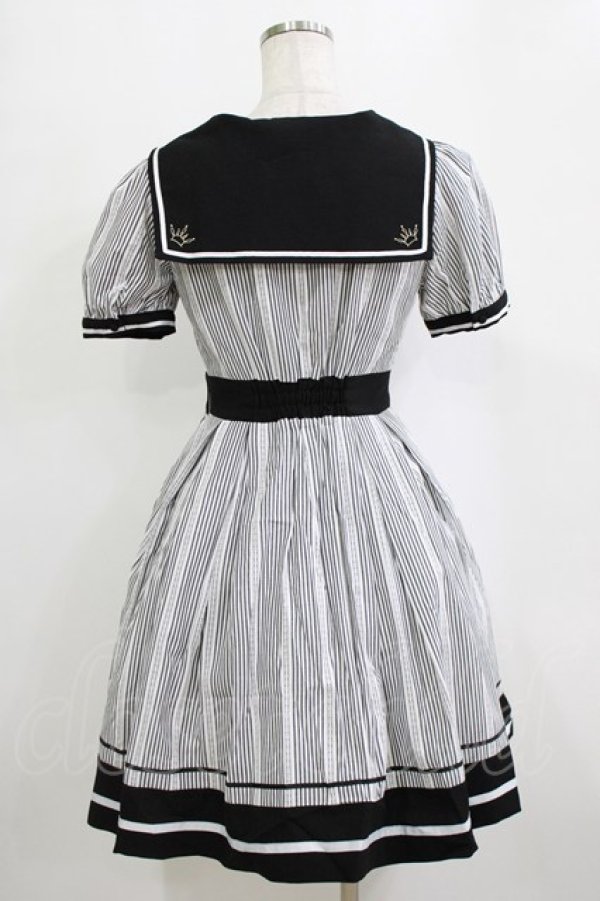 画像3: Secret Honey / ストライプセーラーワンピース Free ブラック H-26-02-21-029-CA-OP-NS-ZH (3)