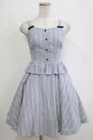 画像: Secret Honey / ストライプジャンパースカート Free オフ/ネイビー H-26-02-21-030-CA-OP-NS-ZH