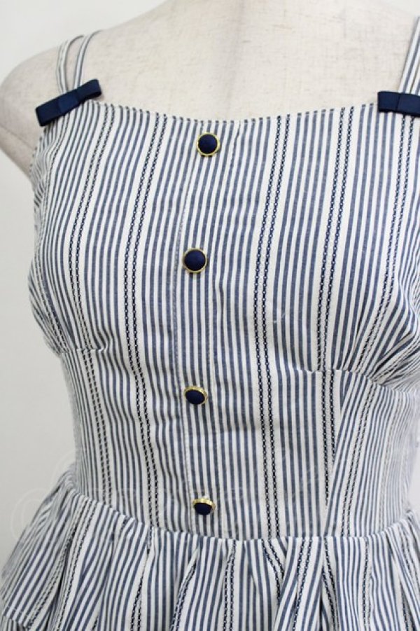 画像4: Secret Honey / ストライプジャンパースカート Free オフ/ネイビー H-26-02-21-030-CA-OP-NS-ZH (4)