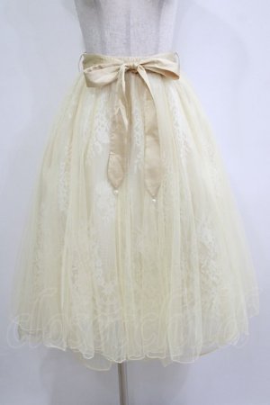 画像: axes femme POETIQUE / リボン付レース×チュールスカート M イエロー H-26-02-21-032-AX-SK-NS-ZH