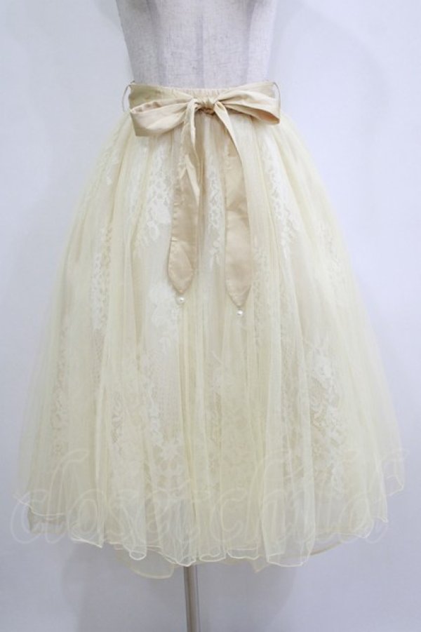 画像1: axes femme POETIQUE / リボン付レース×チュールスカート M イエロー H-26-02-21-032-AX-SK-NS-ZH (1)