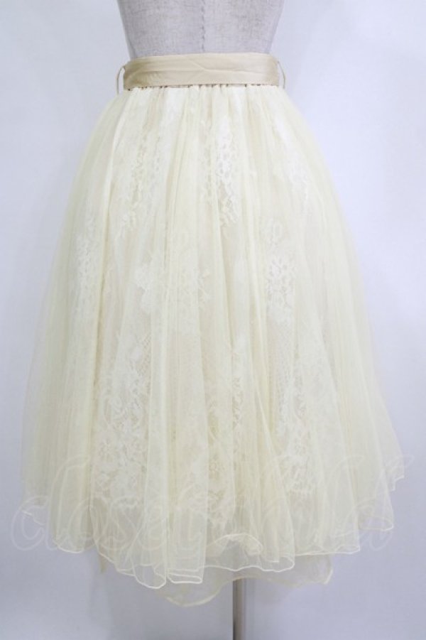 画像3: axes femme POETIQUE / リボン付レース×チュールスカート M イエロー H-26-02-21-032-AX-SK-NS-ZH (3)