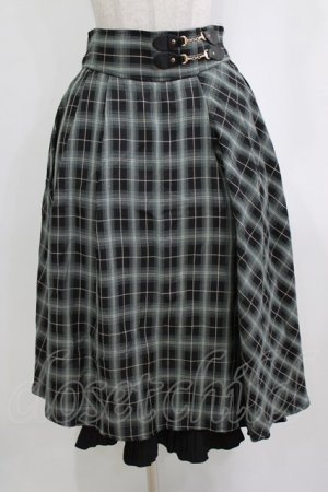 画像: axes femme / 裾プリーツチェック柄スカート M グリーン H-26-02-21-035-AX-SK-NS-ZH