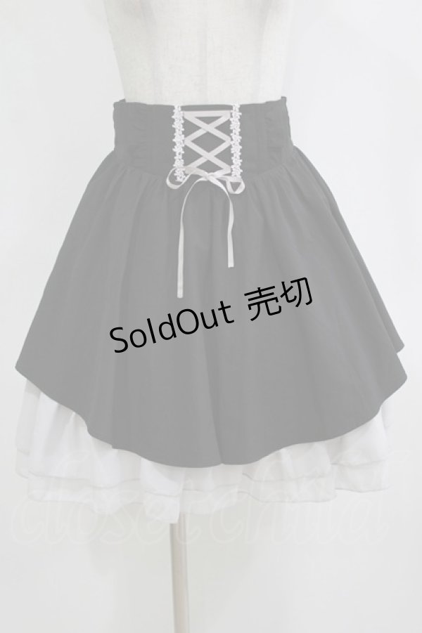 画像1: axes femme POETIQUE / 編み上げ2カラーシフォンスカート M ブラック/グレー H-26-02-21-036-AX-SK-NS-ZH (1)