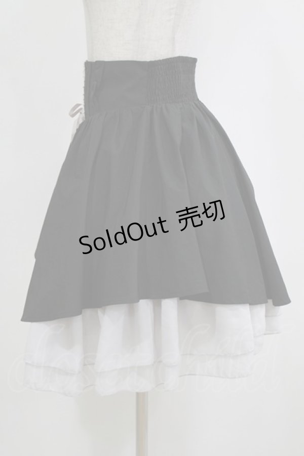 画像2: axes femme POETIQUE / 編み上げ2カラーシフォンスカート M ブラック/グレー H-26-02-21-036-AX-SK-NS-ZH (2)