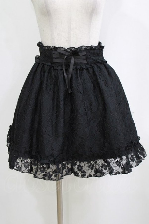 画像1: DearMyLove / レースのフリルレースアップスカート M ブラック H-26-02-21-038-EL-SK-NS-ZH (1)
