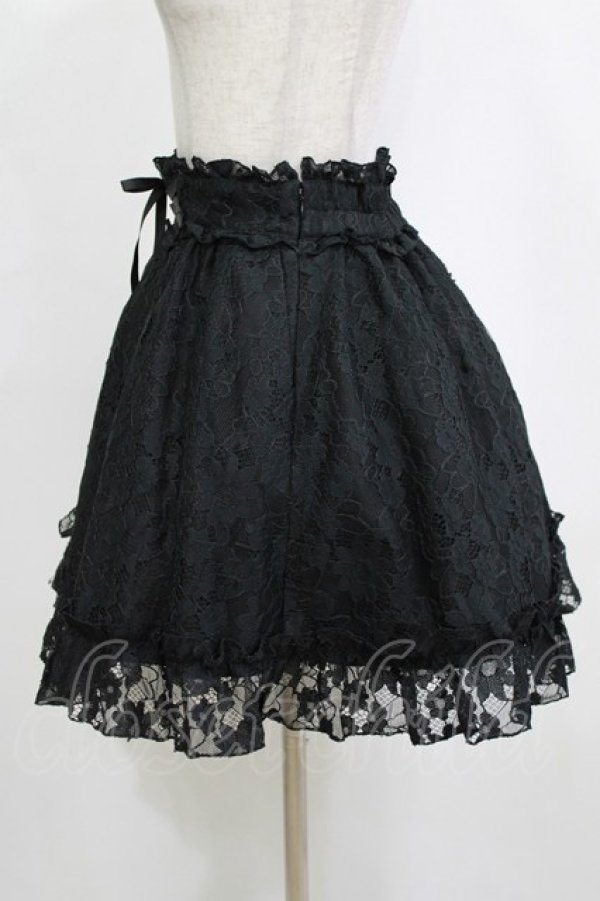 画像2: DearMyLove / レースのフリルレースアップスカート M ブラック H-26-02-21-038-EL-SK-NS-ZH (2)