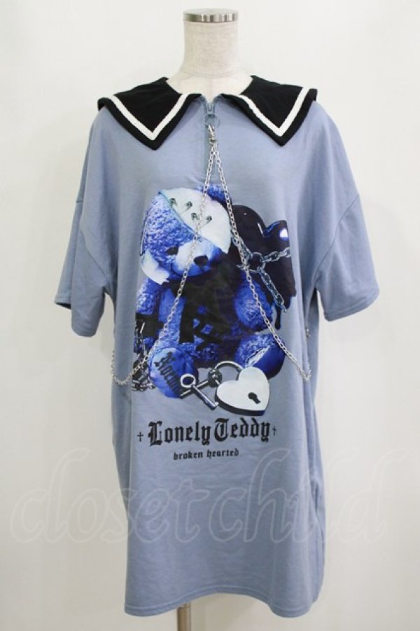 画像1: NOEMIE / 病みくまWチェーンユニセックスミニ裏毛チュニック M ブルー H-26-02-21-041-LO-TO-NS-ZH (1)