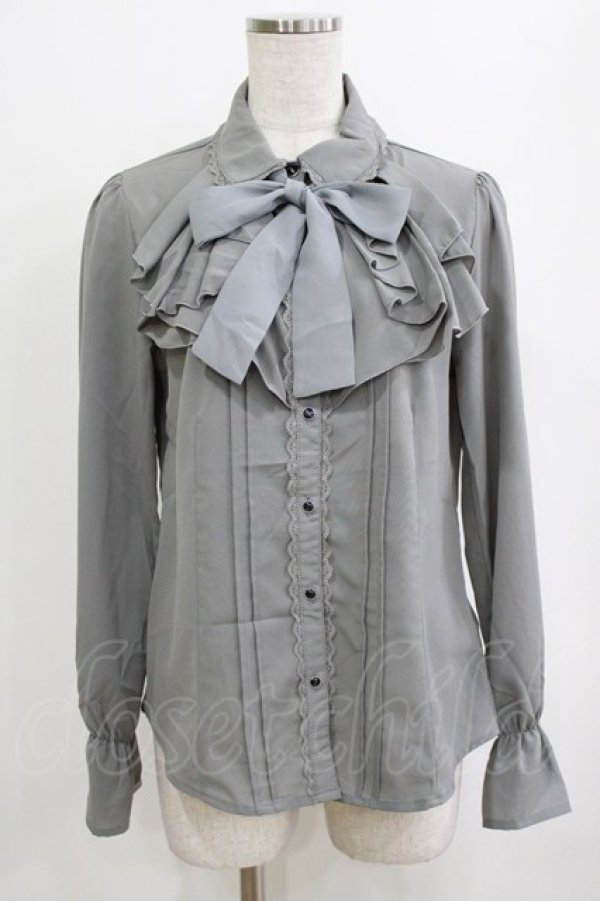 画像1: axes femme / ラッフルフリルブラウス M グレー H-26-02-21-047-AX-BL-NS-ZH (1)
