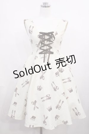 画像: Ank Rouge / カトラリー柄ジャンパースカート M オフ H-26-02-21-1005-CA-OP-NS-ZH