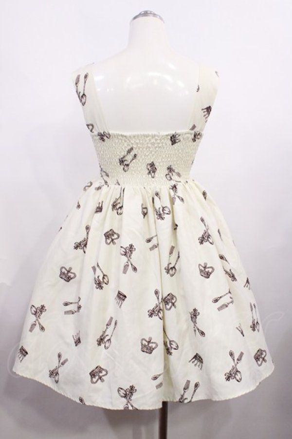 画像2: Ank Rouge / カトラリー柄ジャンパースカート M オフ H-26-02-21-1005-CA-OP-NS-ZH (2)