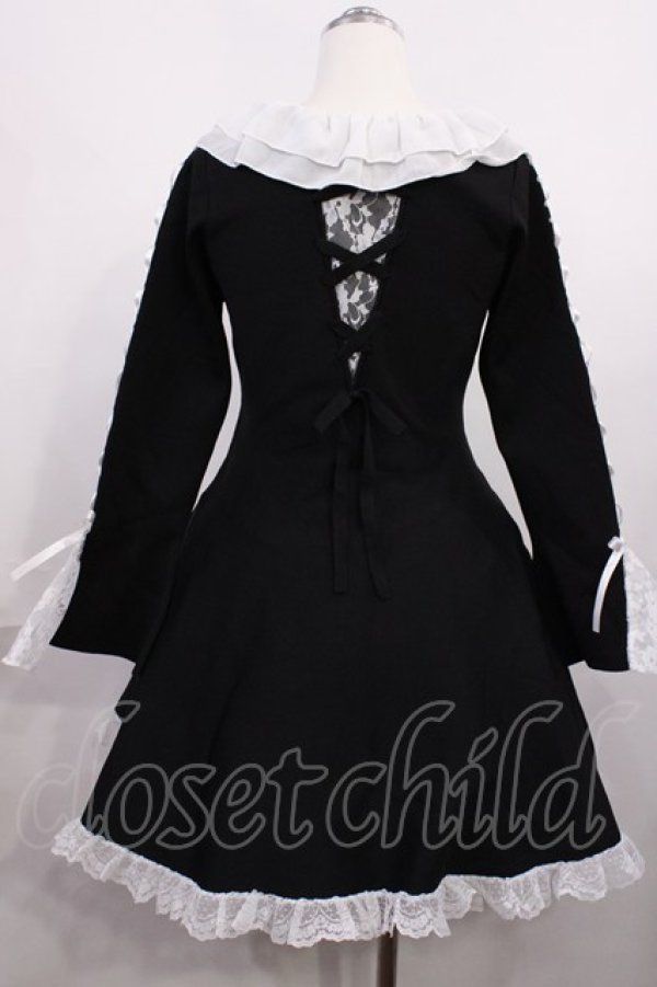 画像2: mellfy memory / Precious memories flare ニットワンピース M ブラック H-26-02-21-1007-0-OP-NS-ZH (2)