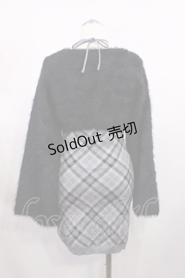 画像2: Bubbles / チェックシャギーカーデワンピース M グレー H-26-02-21-1010-CA-OP-NS-ZH (2)