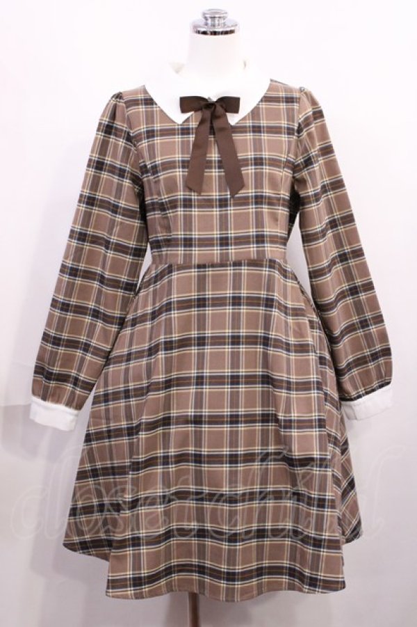 画像1: Amavel / チェックワンピース Free ベージュ H-26-02-21-1002-CA-OP-NS-ZH (1)