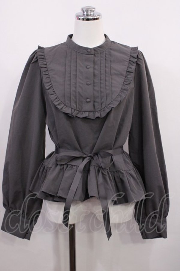 画像1: FLC / MINA*ペプラムブラウス L グレー H-26-02-21-1018-EL-BL-NS-ZH (1)