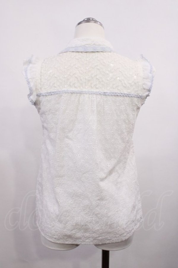 画像2: LIZ LISA / 配色レースブラウス Free オフ/サックス H-26-02-21-1020-LO-BL-NS-ZH (2)