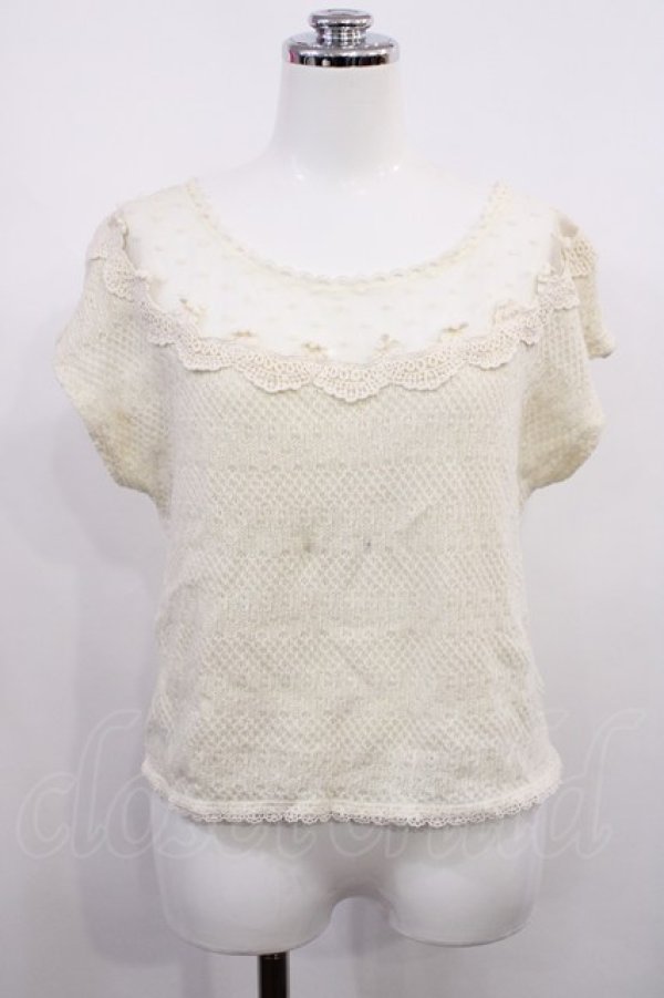 画像1: LIZ LISA / ドットチュール切替カットソー Free 生成り H-26-02-21-1021-LO-TO-NS-ZH (1)