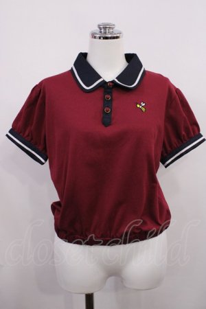 画像: Secret Honey / ハチ刺繍ポロシャツ Free ボルドー/ネイビー H-26-02-21-1022-CA-BL-NS-ZH