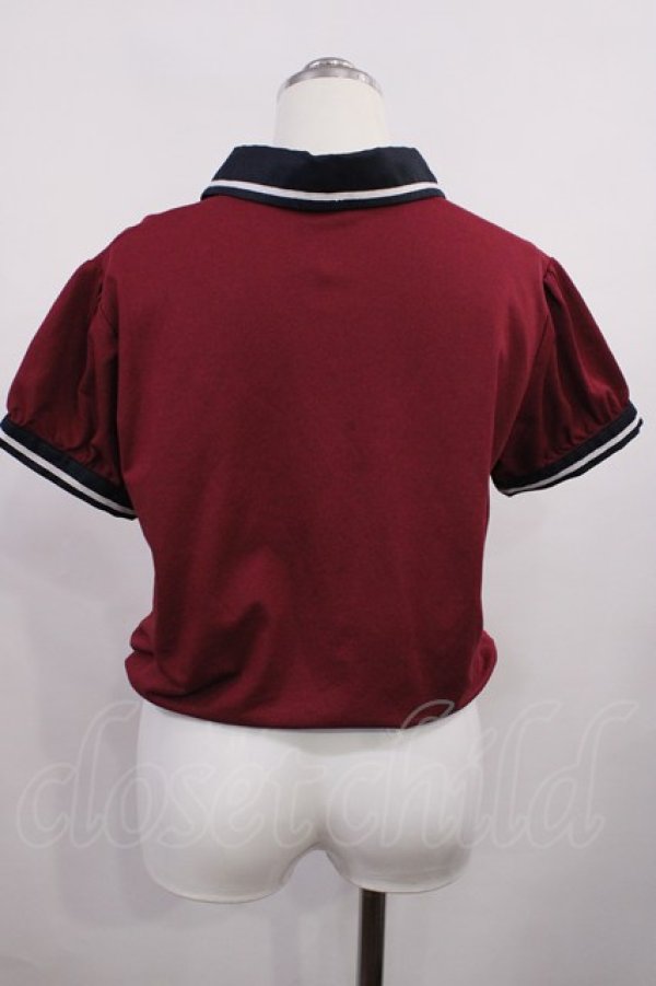 画像2: Secret Honey / ハチ刺繍ポロシャツ Free ボルドー/ネイビー H-26-02-21-1022-CA-BL-NS-ZH (2)