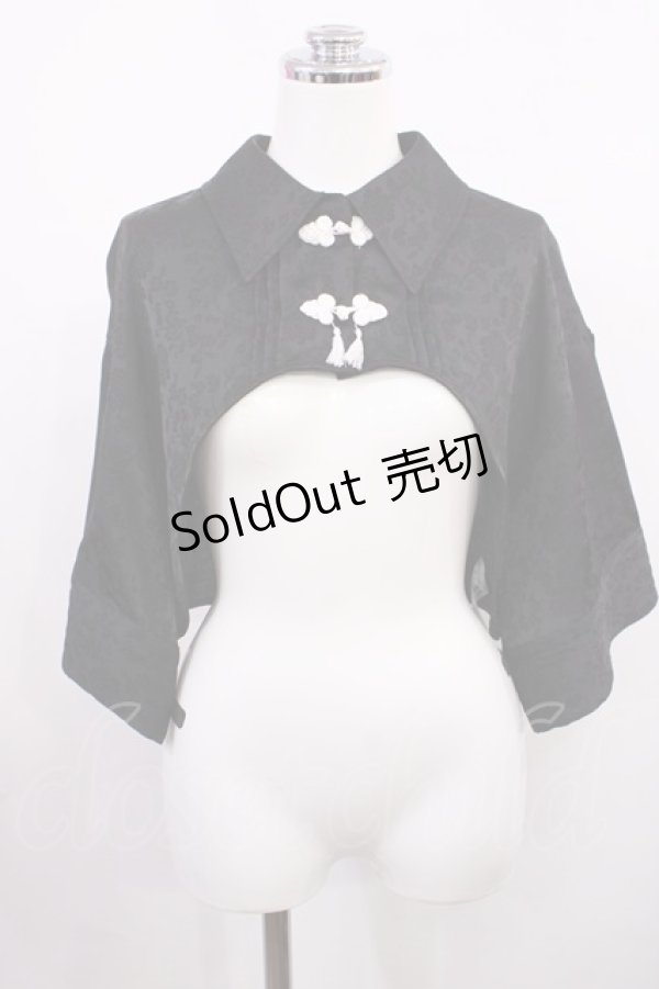 画像1: axes femme / チャイナ釦ショートボレロブラウス Free ブラック H-26-02-21-1024-AX-TO-NS-ZH (1)