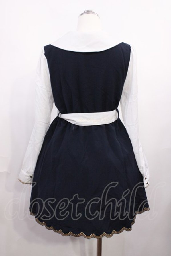 画像2: Ank Rouge / ドッキングワンピース M ネイビー H-26-02-21-1003-CA-OP-NS-ZH (2)