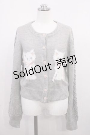 画像: Honey Cinnamon / twins catsジャガードニットカーディガン Free グレー H-26-02-21-1030-LO-TO-NS-ZH