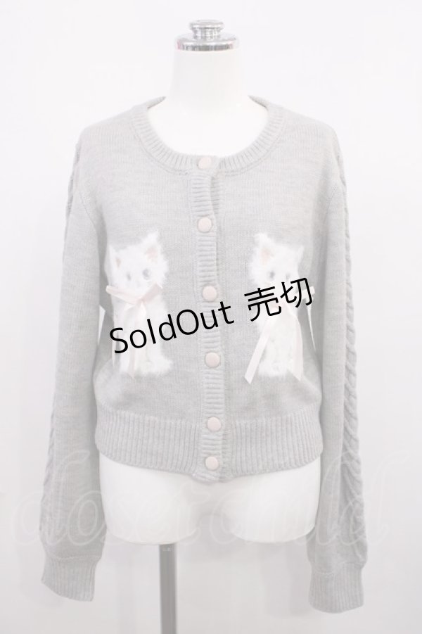 画像1: Honey Cinnamon / twins catsジャガードニットカーディガン Free グレー H-26-02-21-1030-LO-TO-NS-ZH (1)