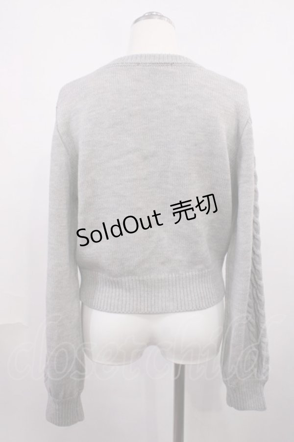 画像2: Honey Cinnamon / twins catsジャガードニットカーディガン Free グレー H-26-02-21-1030-LO-TO-NS-ZH (2)