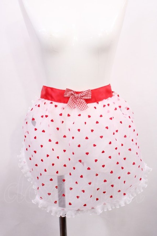 画像1: Nile Perch / オーガンジーフリルエプロン  ピンク×レッド H-26-02-21-1032-LO-OP-YZ-ZH (1)