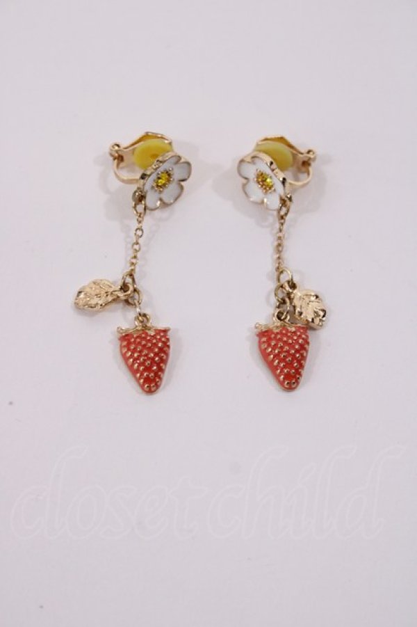 画像1: m petit by misako / AMイチゴイヤリング  アカ×ゴールド H-26-02-21-1038-LO-AC-YZ-ZH (1)