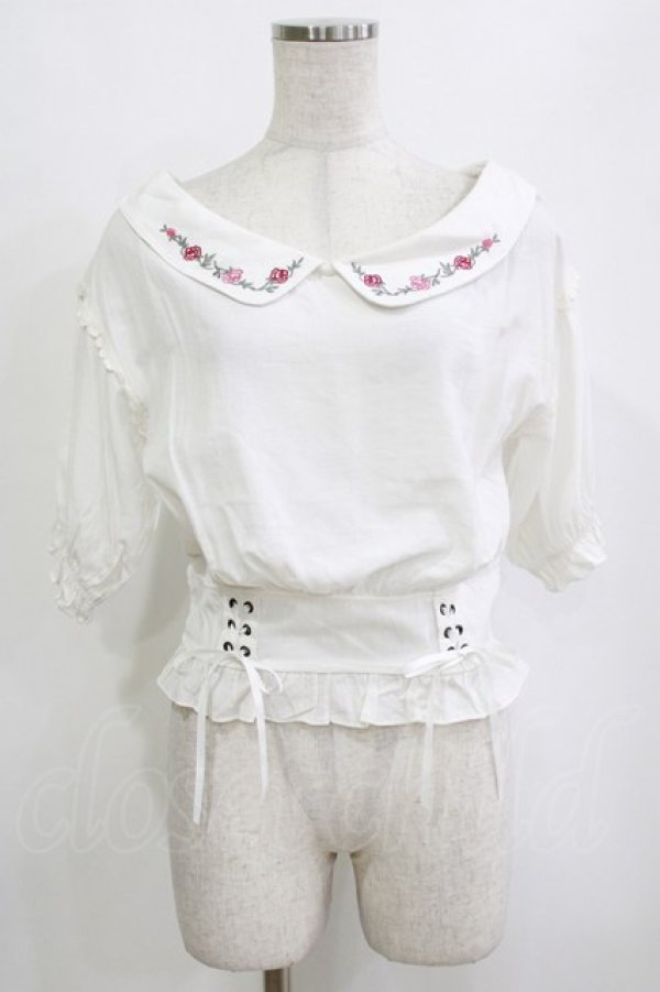 画像1: axes femme POETIQUE / バラ刺繍オフショルブラウス M オフ H-26-02-21-048-AX-BL-NS-ZH (1)