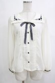画像1: axes femme POETIQUE / 刺繍セーラー襟ブラウス M オフ H-26-02-21-049-AX-BL-NS-ZH (1)