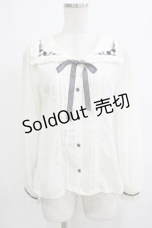 画像: axes femme POETIQUE / 刺繍セーラー襟ブラウス M オフ H-26-02-21-049-AX-BL-NS-ZH