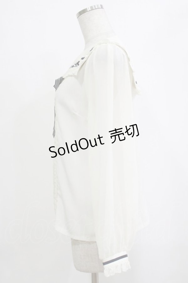 画像2: axes femme POETIQUE / 刺繍セーラー襟ブラウス M オフ H-26-02-21-049-AX-BL-NS-ZH (2)