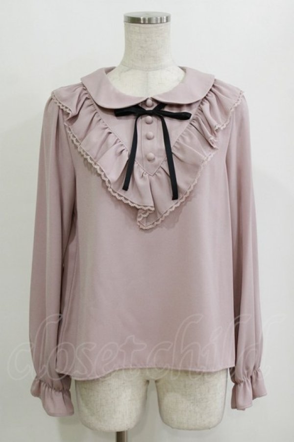 画像1: Ank Rouge / Vフリルブラウス M ピンク H-26-02-21-052-CA-BL-NS-ZH (1)