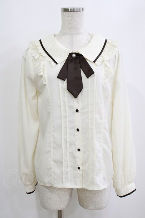 画像1: axes femme POETIQUE / タイ付きピンタックブラウス M 生成り H-26-02-21-053-AX-BL-NS-ZH (1)