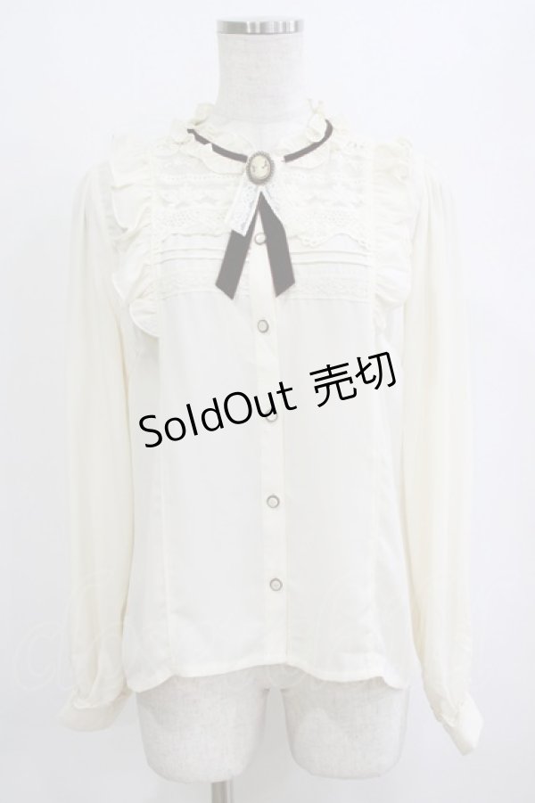 画像1: axes femme / ブローチ付きヴィンテージブラウス M 生成り H-26-02-21-054-AX-BL-NS-ZH (1)