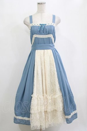 画像: axes femme kawaii / ヴィンテージシフォンジャンパースカート M サックス H-26-02-21-006-AX-OP-NS-ZH