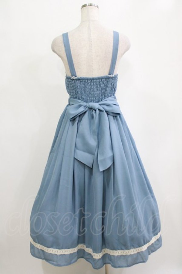 画像3: axes femme kawaii / ヴィンテージシフォンジャンパースカート M サックス H-26-02-21-006-AX-OP-NS-ZH (3)