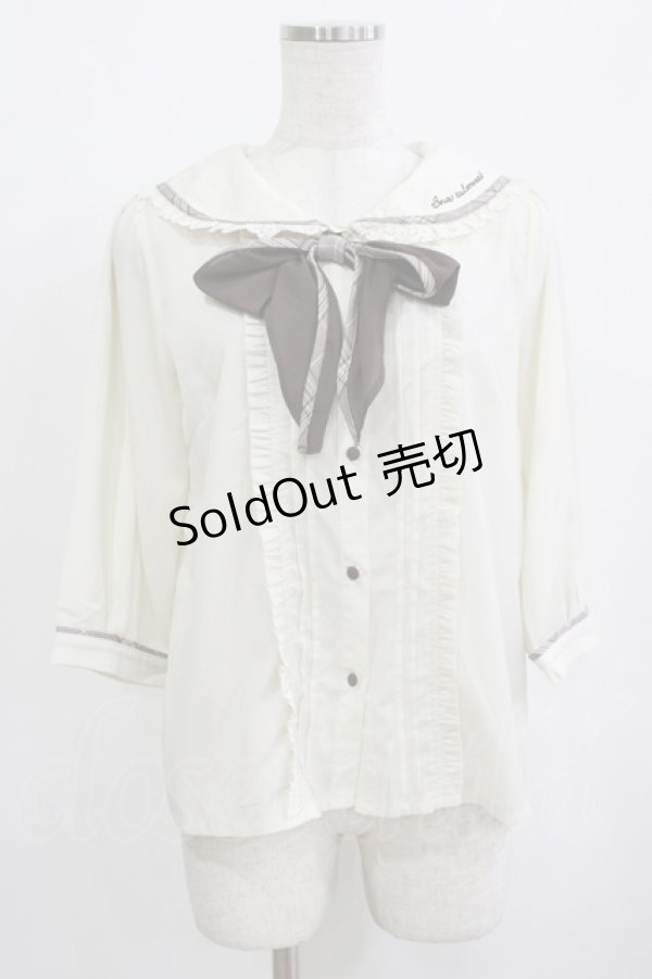 画像1: axes femme / パイピングデザインブラウス M 生成り H-26-02-21-060-AX-BL-NS-ZH (1)