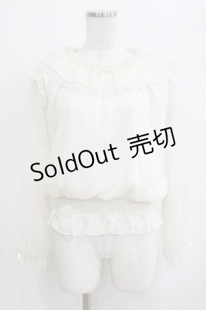 画像: axes femme POETIQUE / 巻き薔薇シフォンブラウス M オフ H-26-02-21-061-AX-BL-NS-ZH