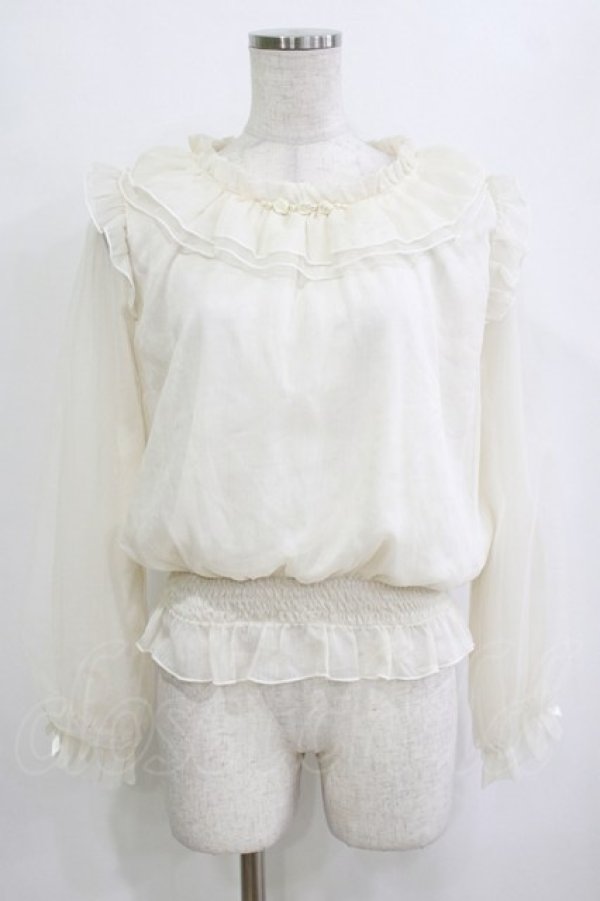 画像1: axes femme POETIQUE / 巻き薔薇シフォンブラウス M オフ H-26-02-21-061-AX-BL-NS-ZH (1)